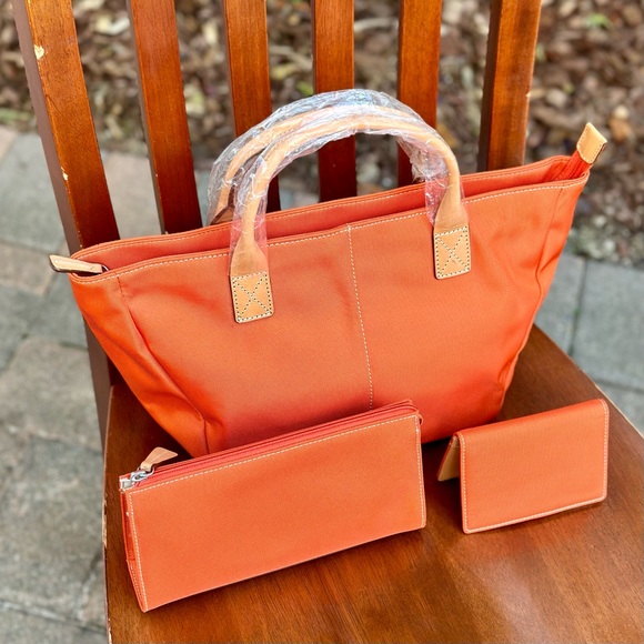 Lands’ End Nylon Orange Tote/Wallet/Pouch Bundle - NWOT - Picture 6 of 13